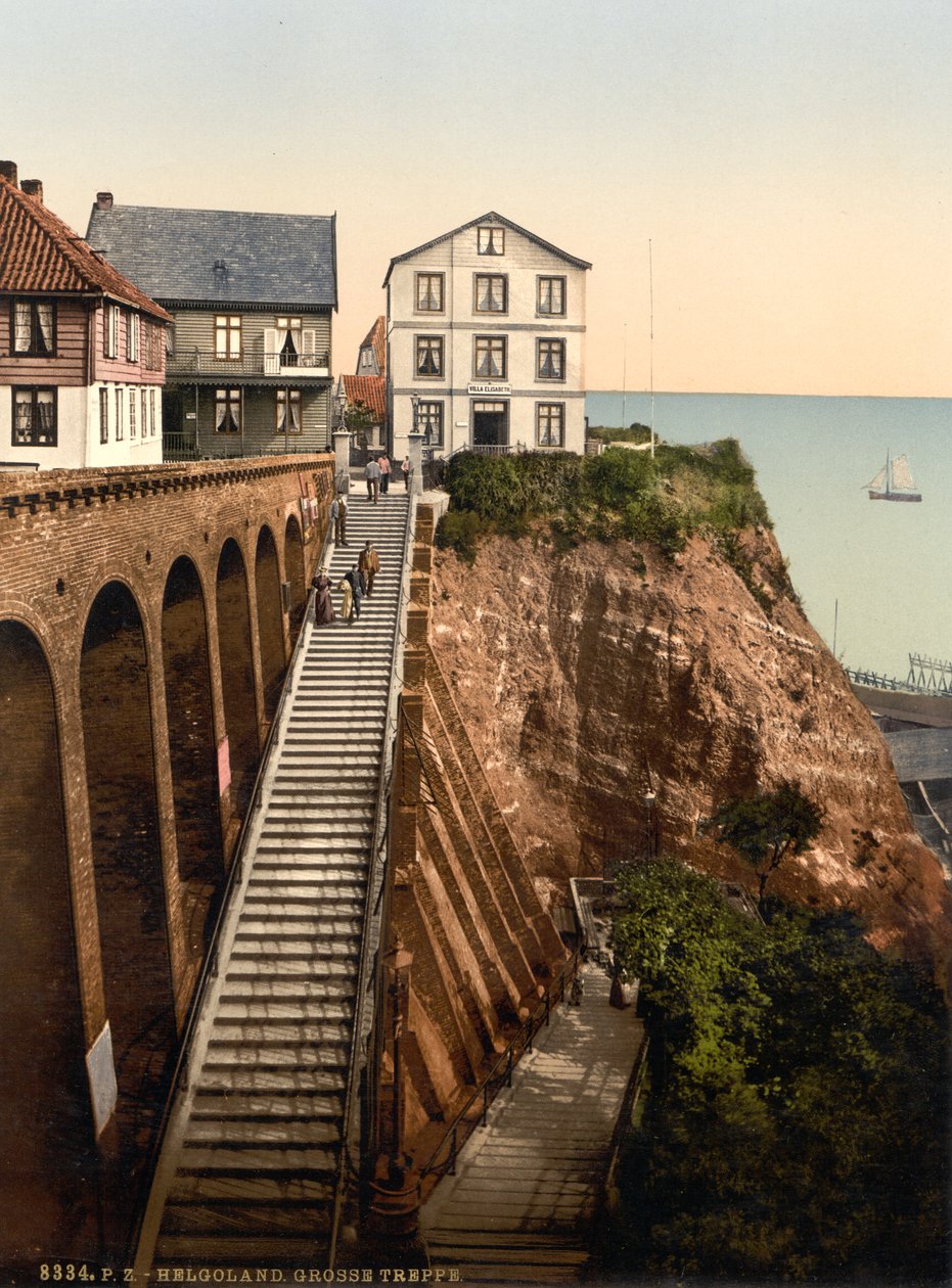 The Grand Staircase, Helgoland, Germany, Photochrome Print, c.1900 od Detroit Publishing Co.