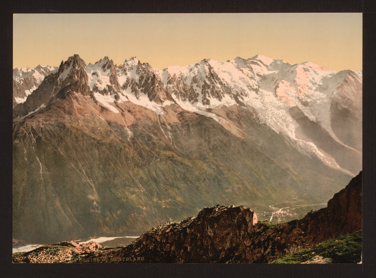 Údolí Chamonix z Aiguille du Floria, údolí Chamonix, Francie, asi 1890-1900 (fotochromový tisk) od Detroit Publishing Co.