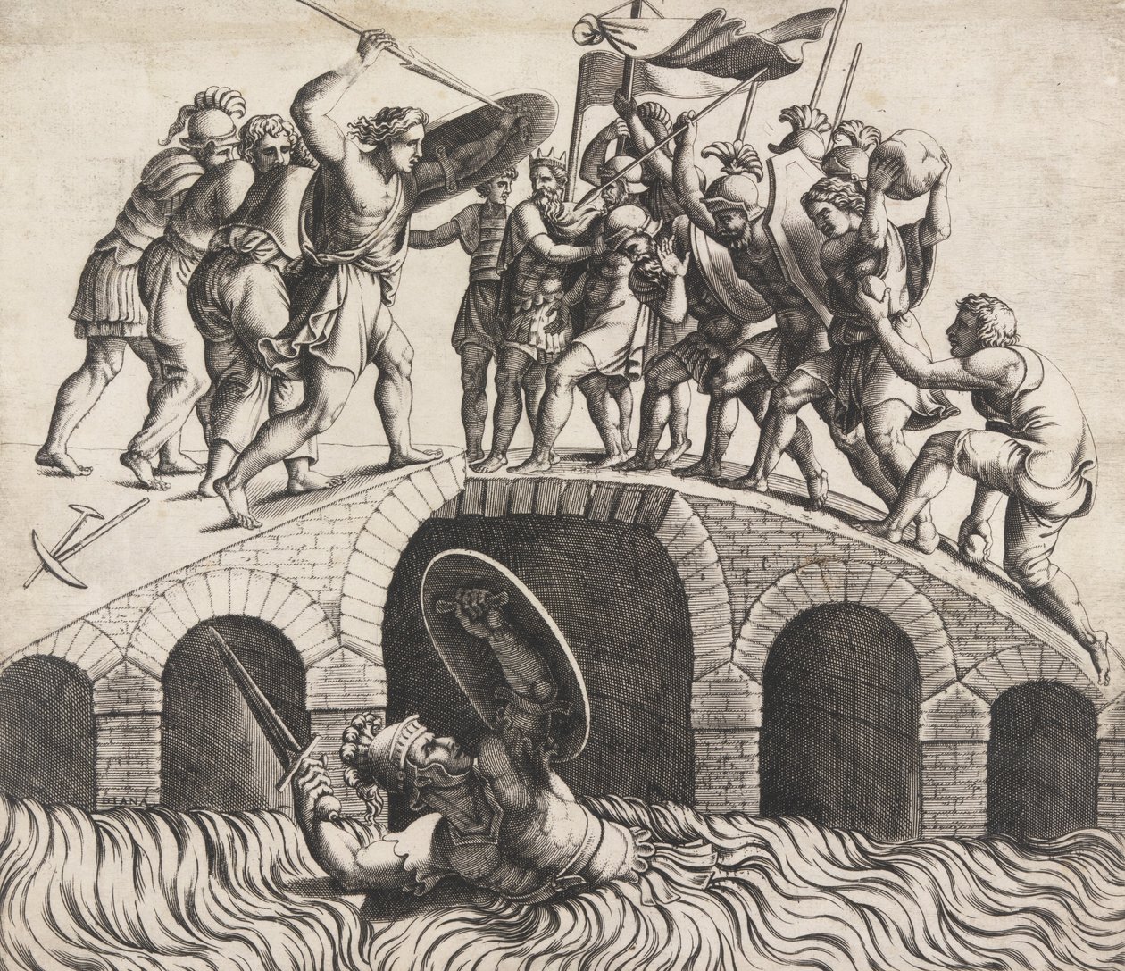 Horatio Coclès Záchrana plaváním, 16. století. od Diana Mantuana
