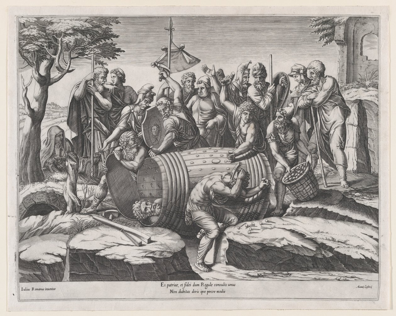 Zrcadlo římské velkoleposti: Marcus Atilius Regulus v sudu, konec 16. století od Diana Mantuana