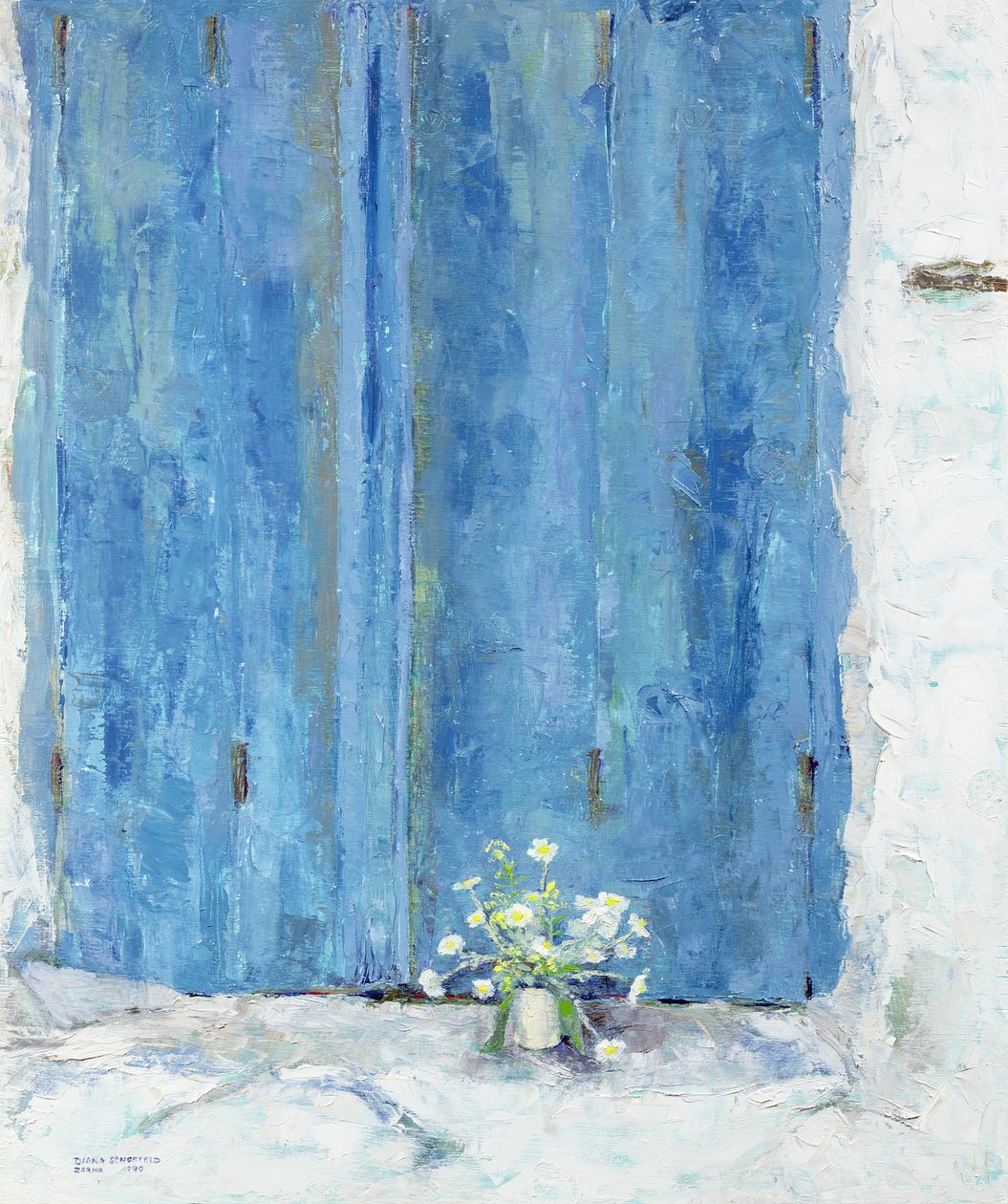 Blue Shutter, 1990 (deska) od Diana Schofield