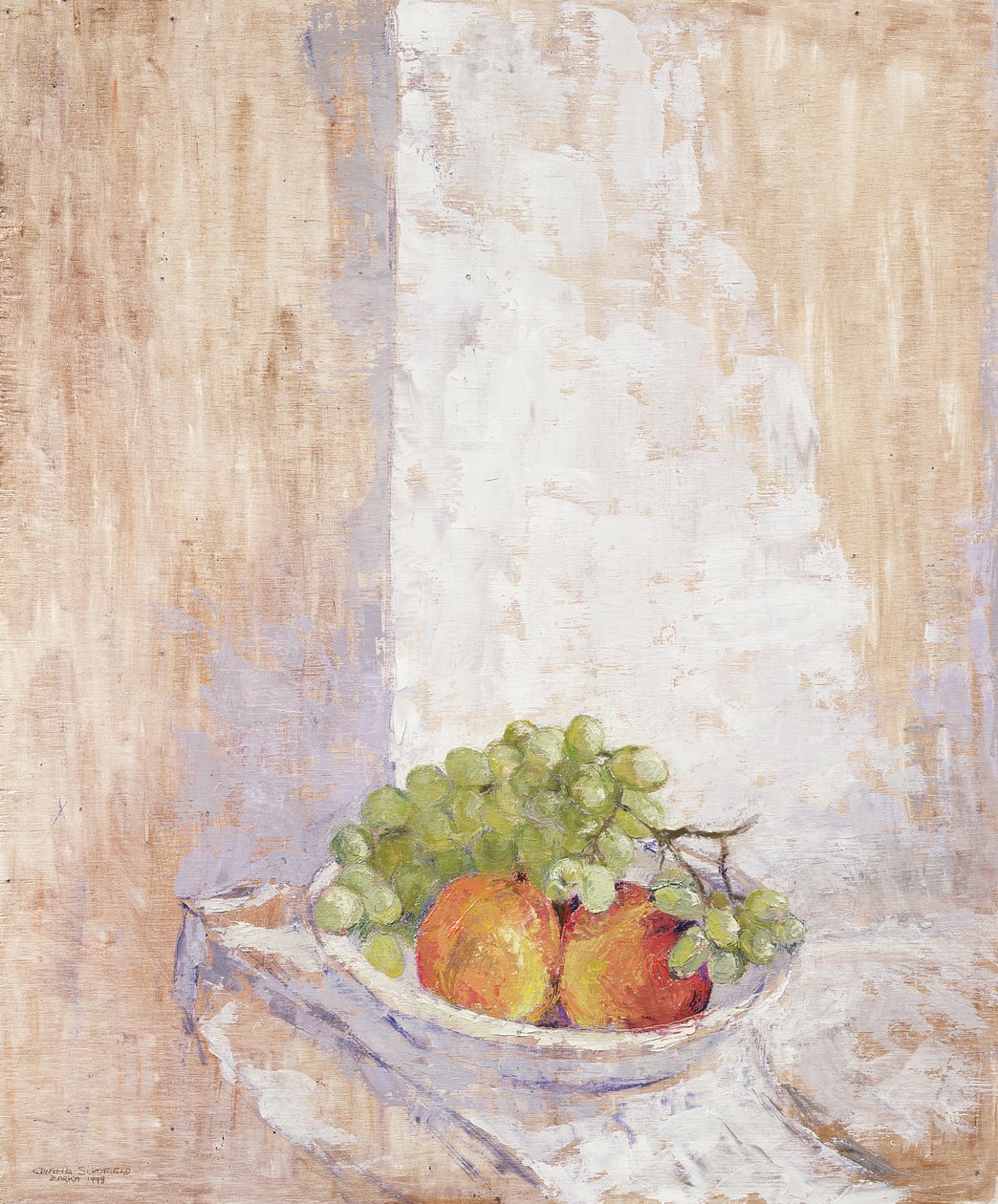 Peaches and Grapes, 1993 (deska) od Diana Schofield