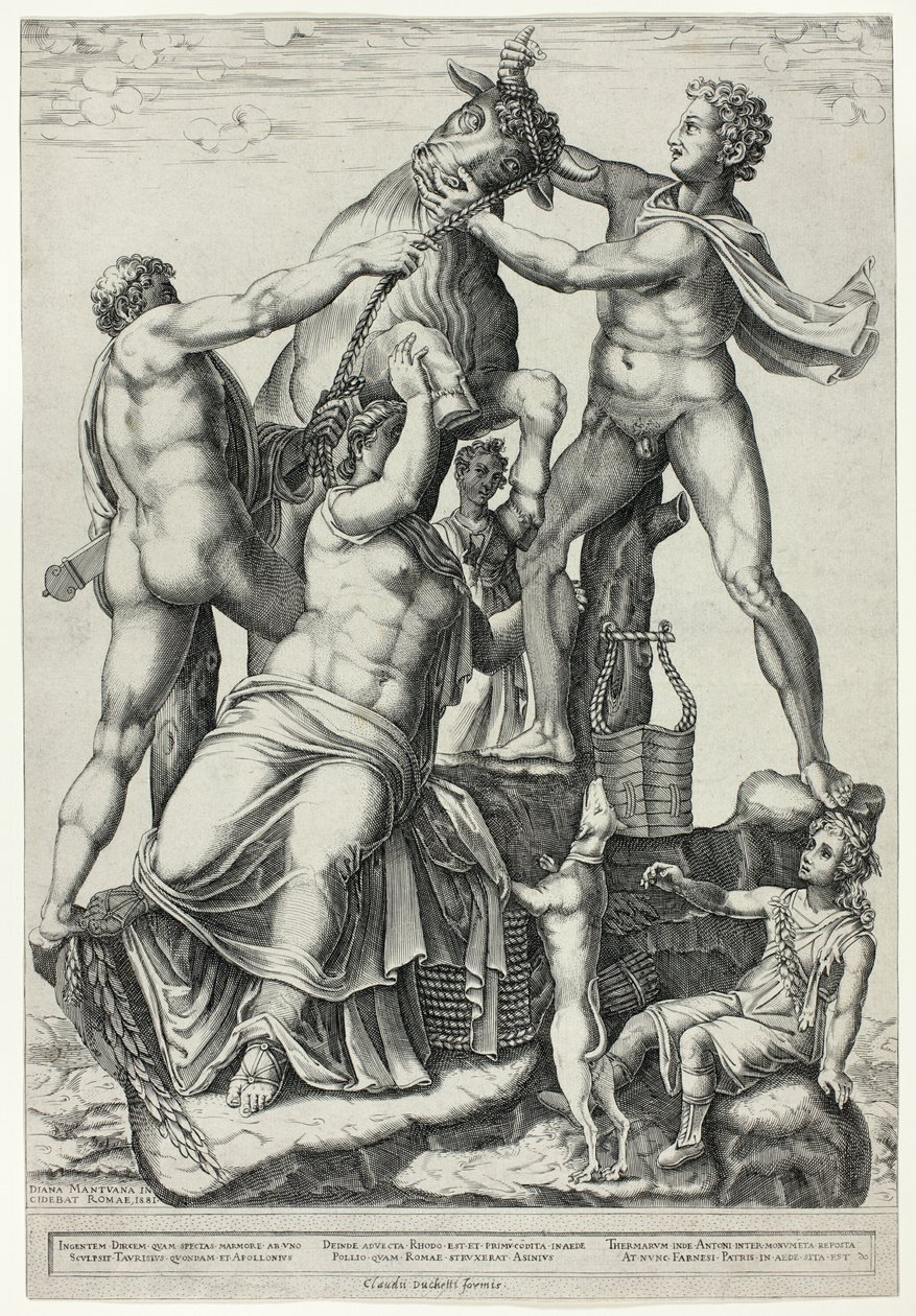 Farnese Bull s Dircem, Zethusem a Amphionem od Diana Scultori