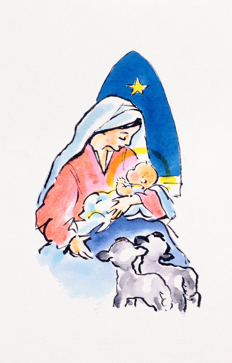 Madonna a dítě s jehňátky, 1996 (wc) od Diane Matthes