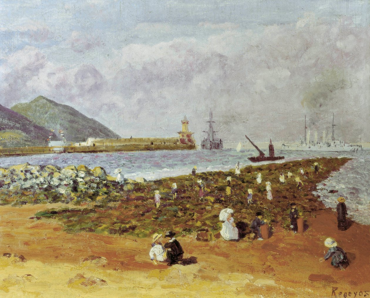 La escollera (Jistič nebo vlnolam). Obraz Daria de Regoyose (1875-1913). Olej na plátně. Španělský impresionismus. Monitrol Museum of Montserrat v Barceloně. od Diario or Dario de Regoyos y Valdes