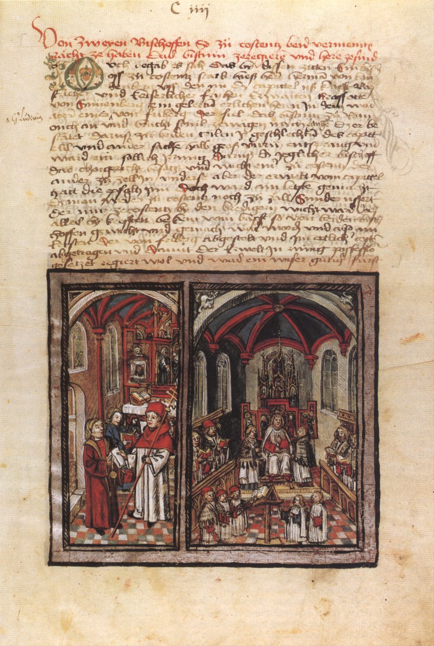 Spor diecéze v Kostnici z roku 1474 od Diebold Schilling the Younger