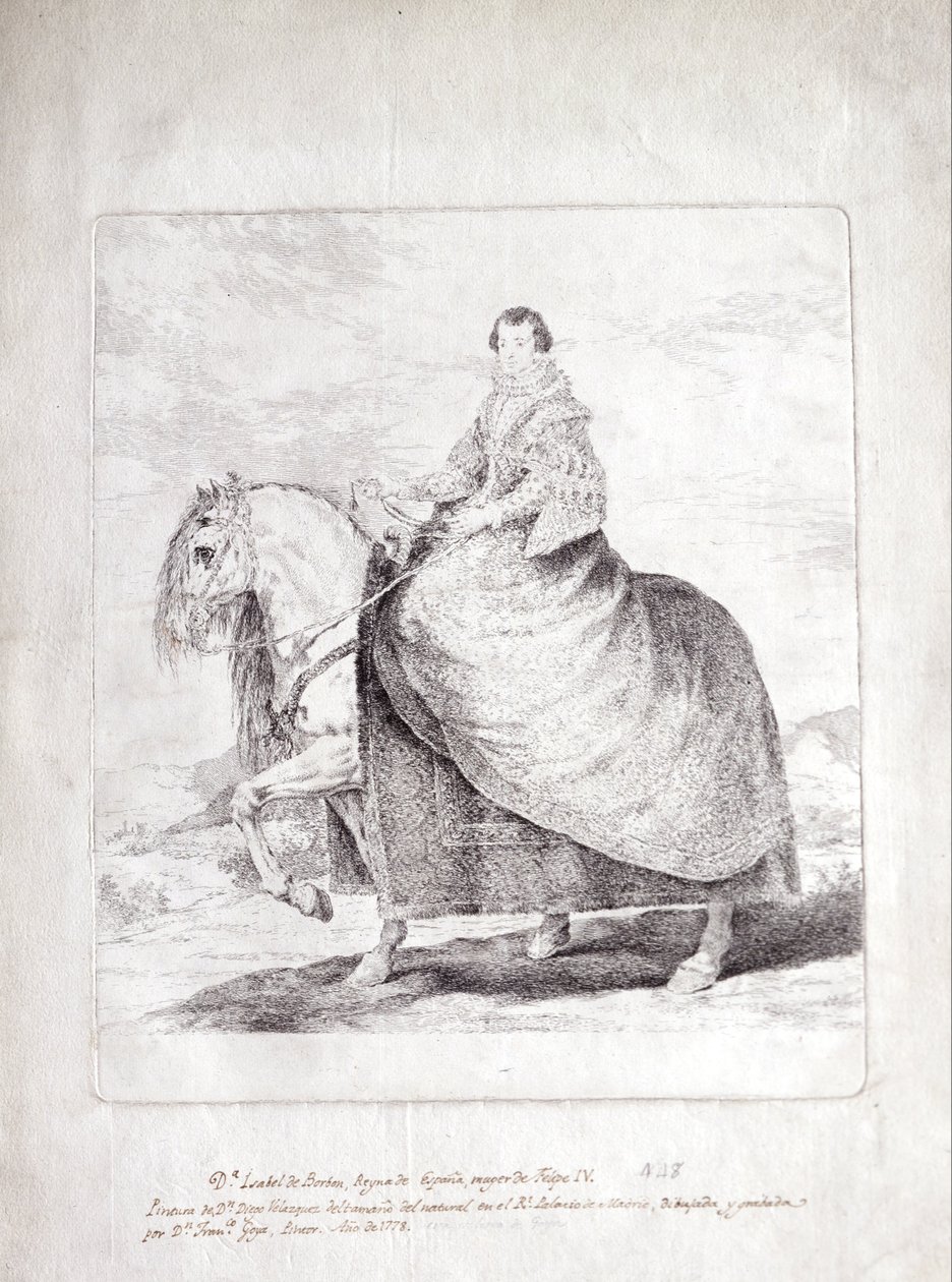 Isabel de Borbon, španělská královna, na koni od Diego Velázquez