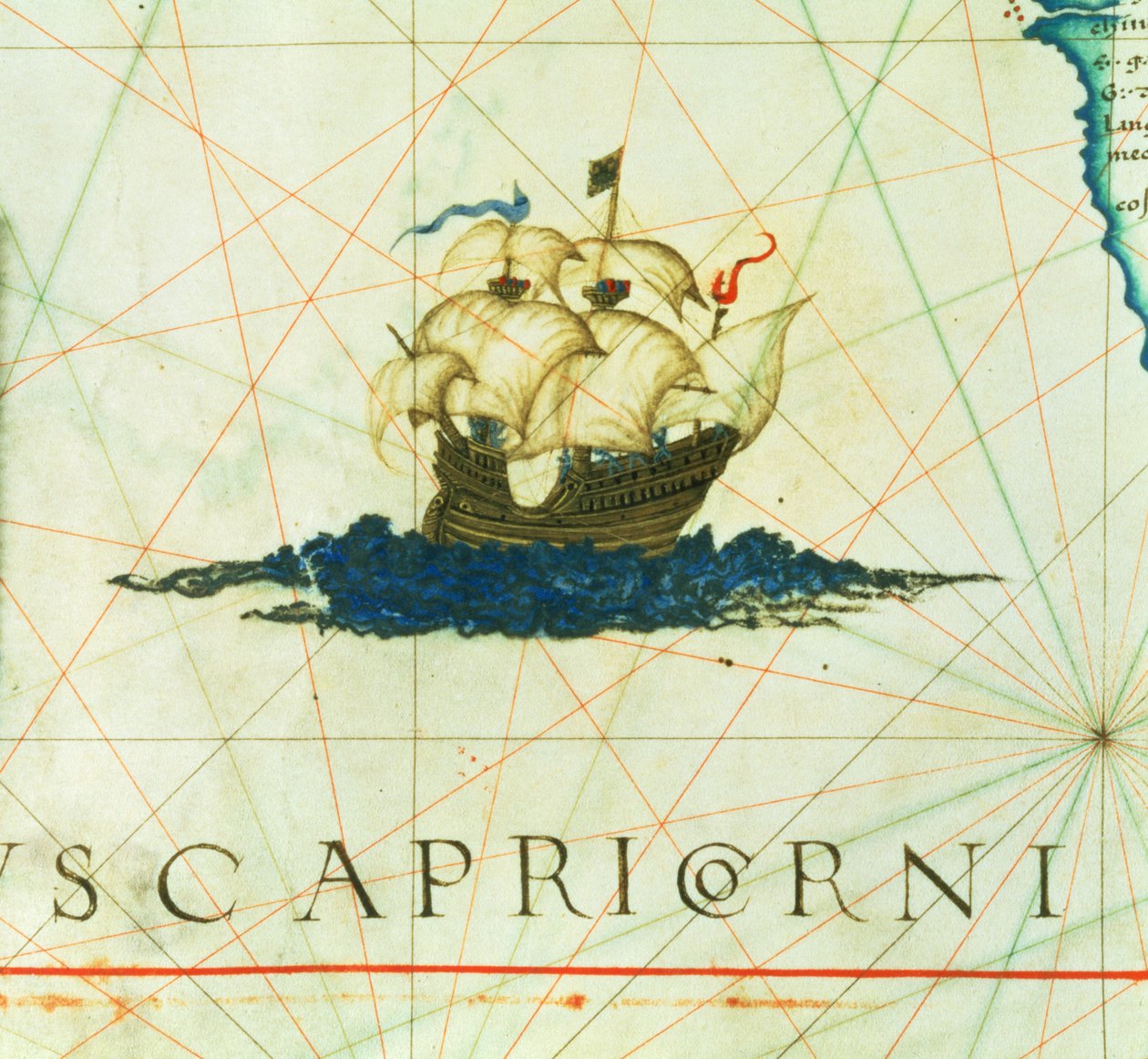 Přidejte 5415A f.11 Galleon v plné plachtě, detail z "Opus Geographicum" od Diego Homem
