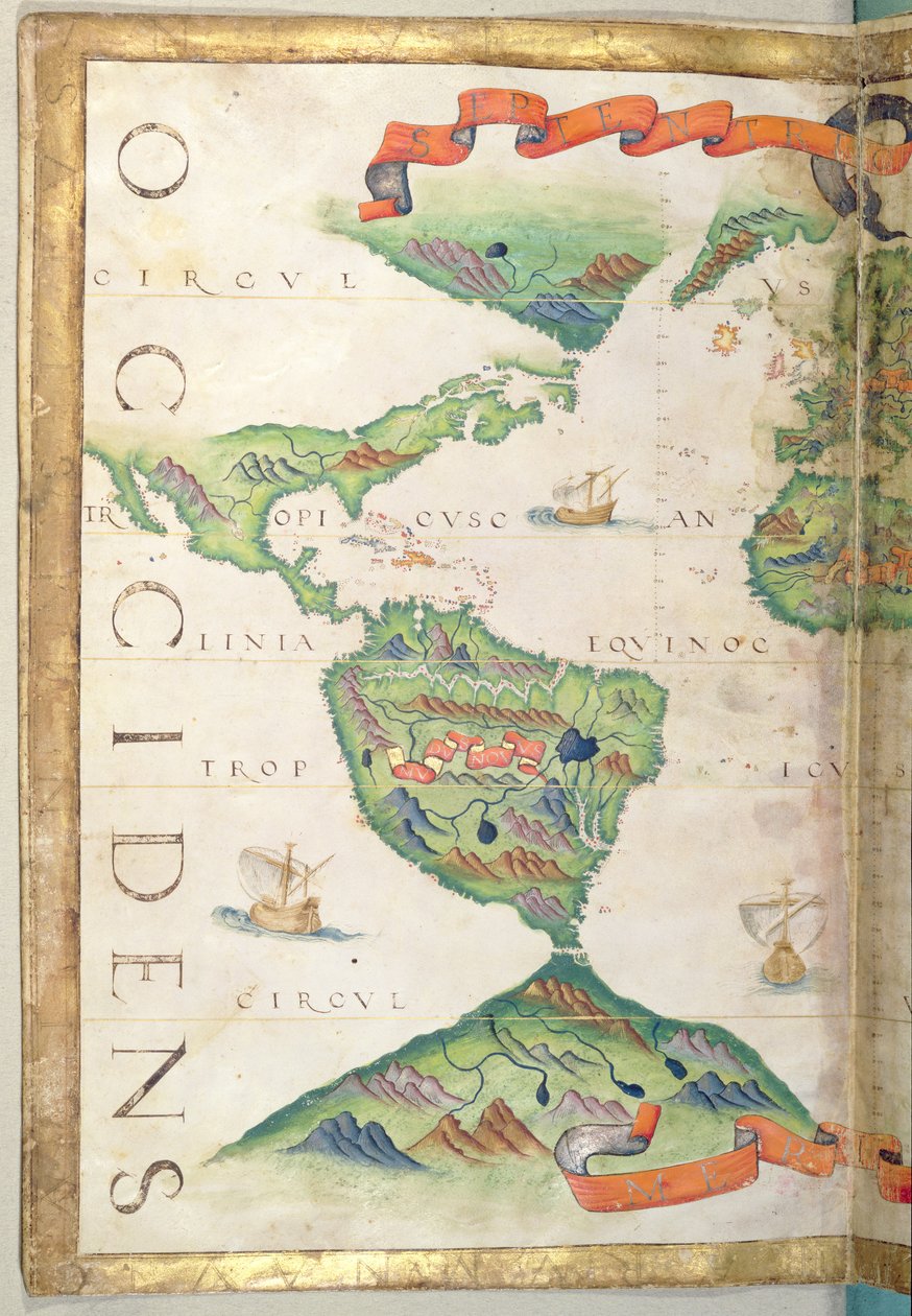 Amerika, detail z atlasu světa, 1565 (vellum) od Diego Homem