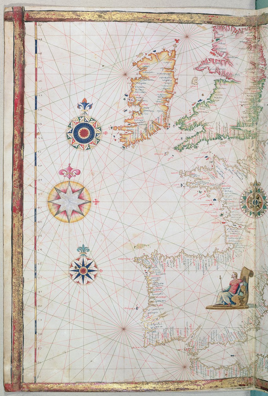 Britské ostrovy a Iberie, detail z atlasu světa, 1565 od Diego Homem