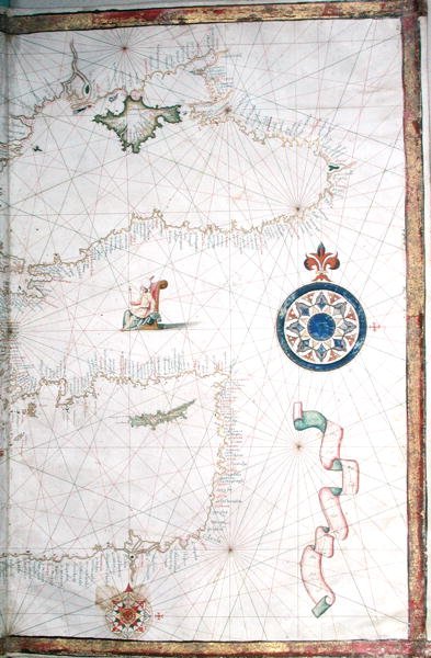 Turecko, Kaspické moře a Kypr, detail ze slovního atlasu, 1565 od Diego Homem