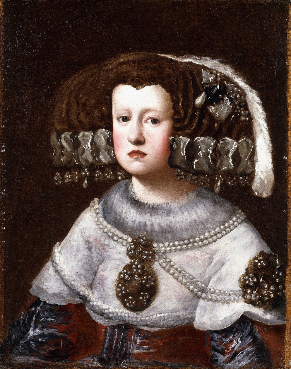 Portrét královny Mariany Rakouské, malý poloviční, od Diego Rodriguez de Silva Velazquez
