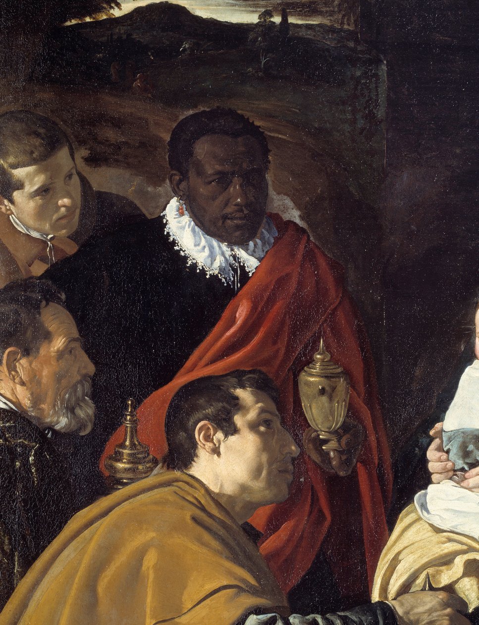 Klanění tří králů. Detail hlav moudrých králů. Obraz Diega Velasqueze (1599-1660) od Diego Velázquez