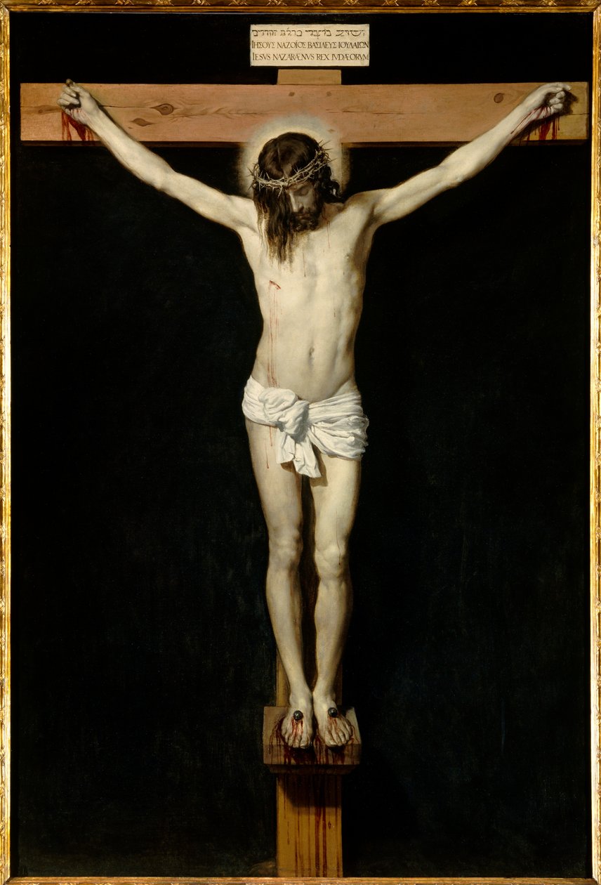 Kristus ukřižuje. Obraz Diega Rodrigueze de Silva y Velasquez (1599-1660) od Diego Velázquez