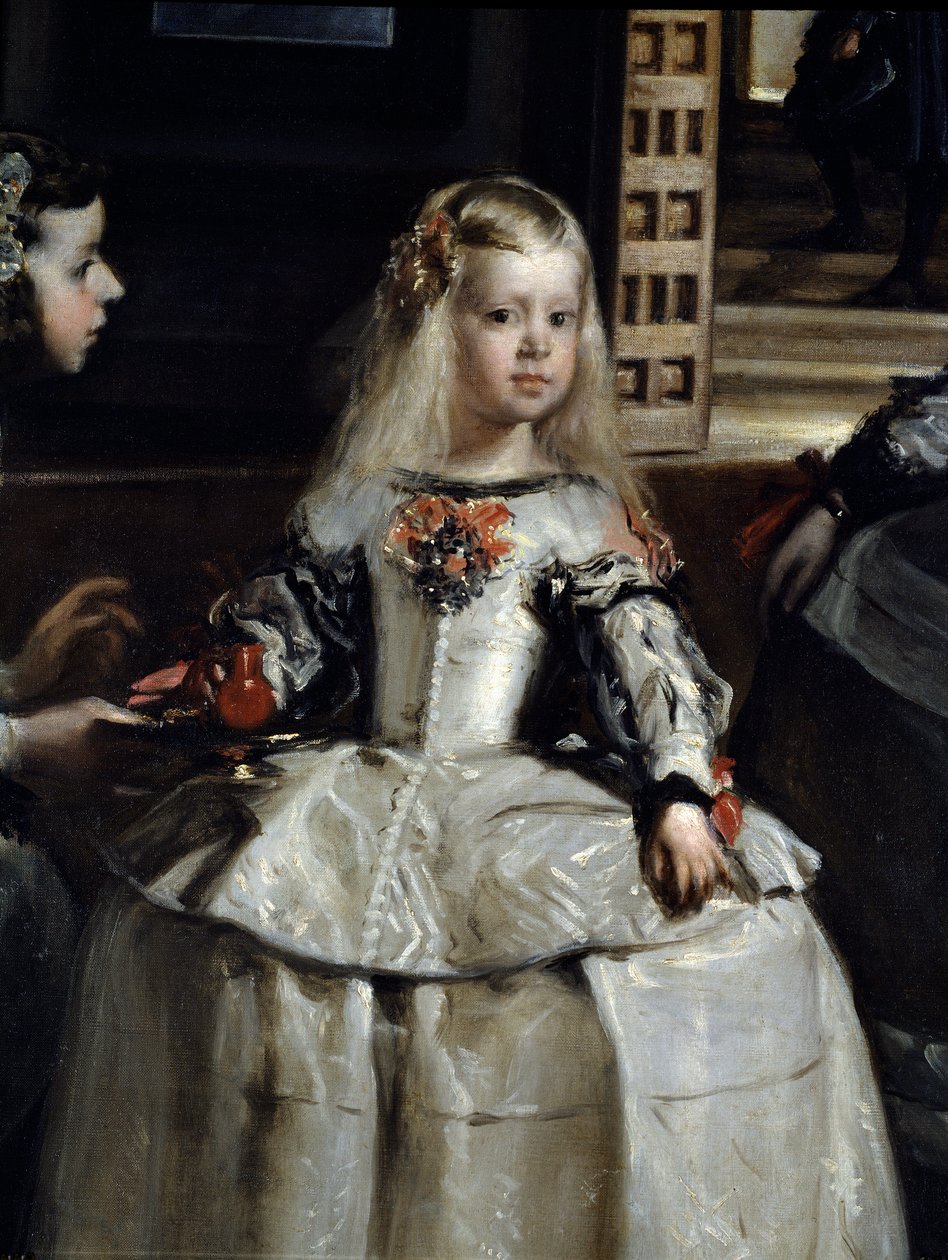 Las Meninas, Detail: Margarita Teresa obklopená služebnictvem a dvorními trpaslíky od Diego Rodriguez de Silva y Velazquez