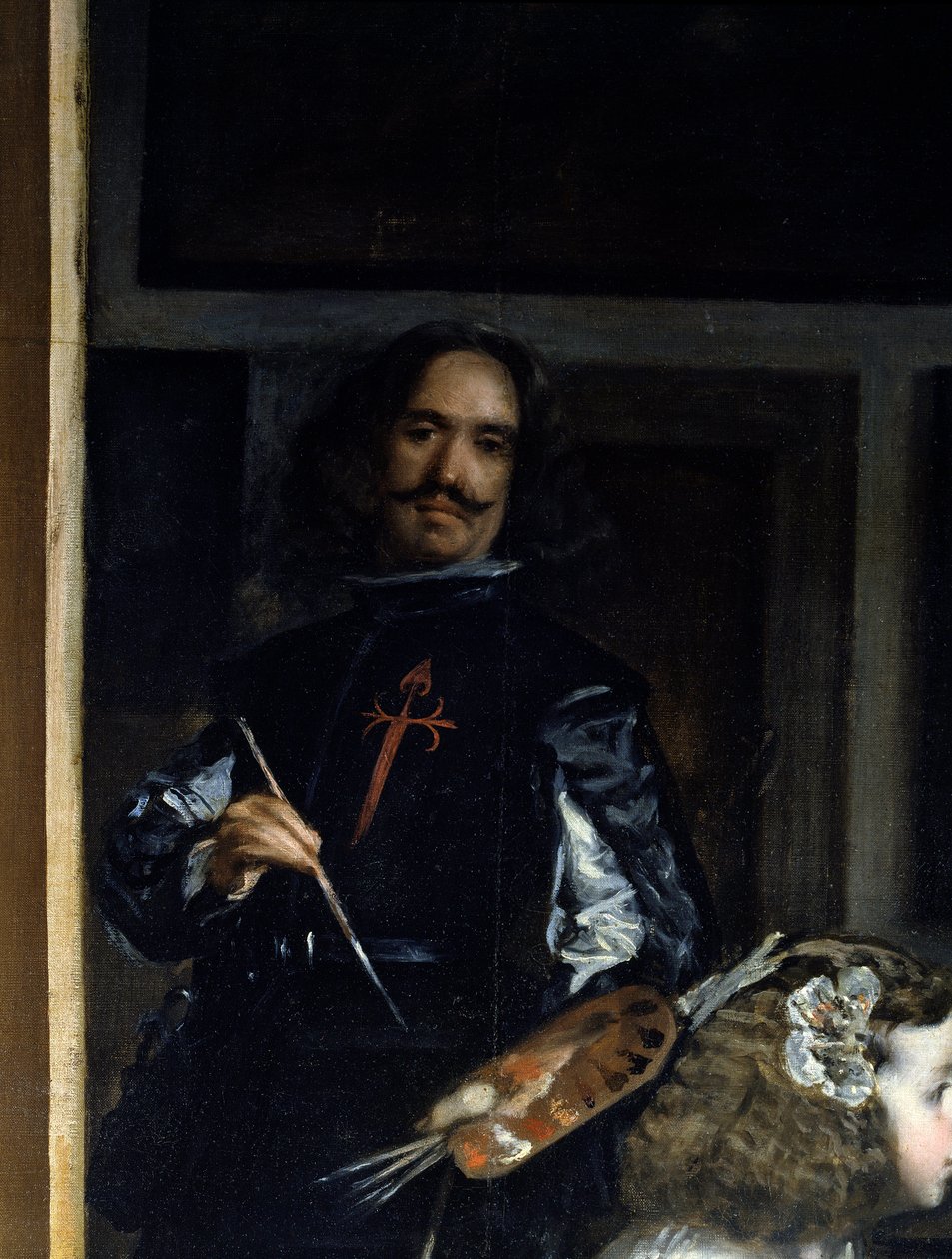 Las Meninas. Detail: autoportrét malíře před jeho stojanem od Diego Rodriguez de Silva y Velazquez