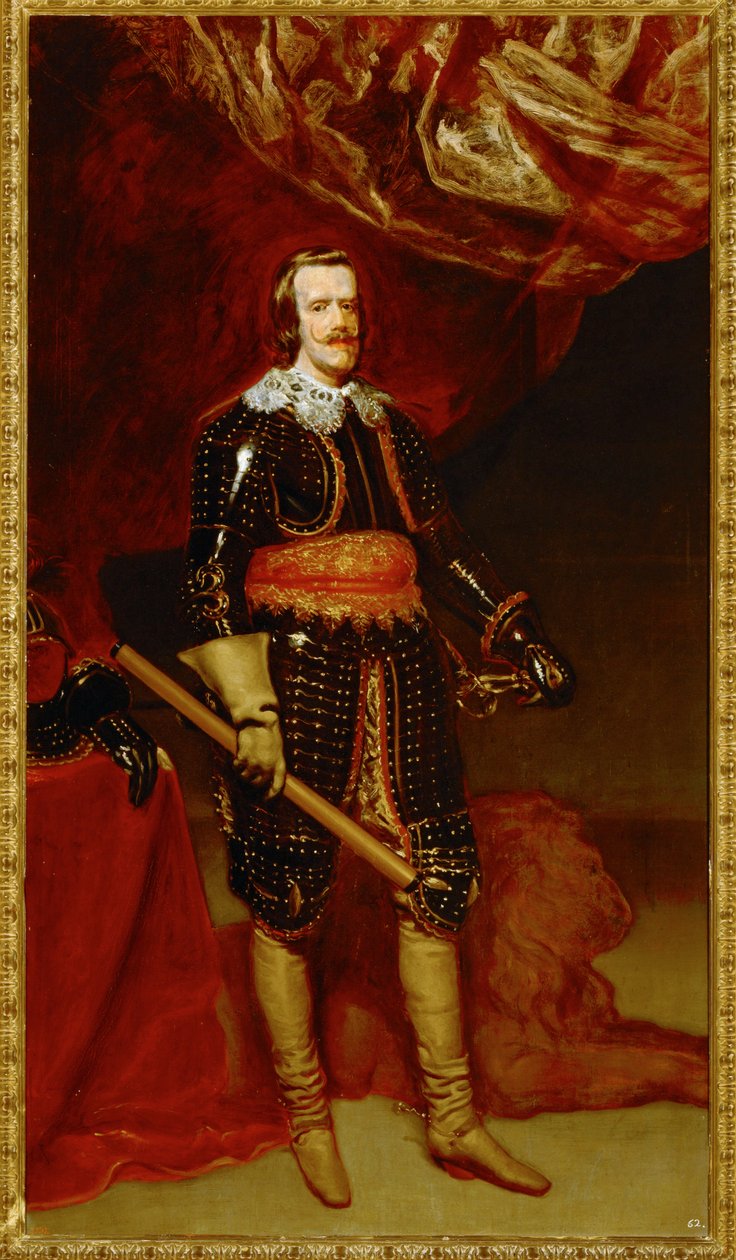 Filip IV. ve zbroji se lvem u nohou... (malba na plátně) od Diego Rodriguez de Silva y Velazquez
