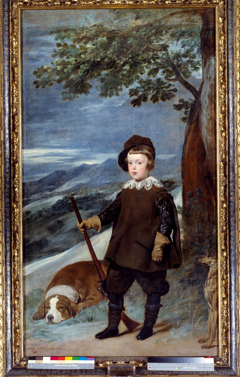 Portrét v loveckém oděvu prince Baltasara Carlose Španělského (1629-1646), syna krále Filipa IV. Obraz Diega Velasqueze (1599-1660) 1635 Sun. 1,91x1,03 m Madrid, Musee du Prado - Portrét prince Baltasara Carlose Španělského (1629-1646), krále Filipa IV. od Diego Velázquez