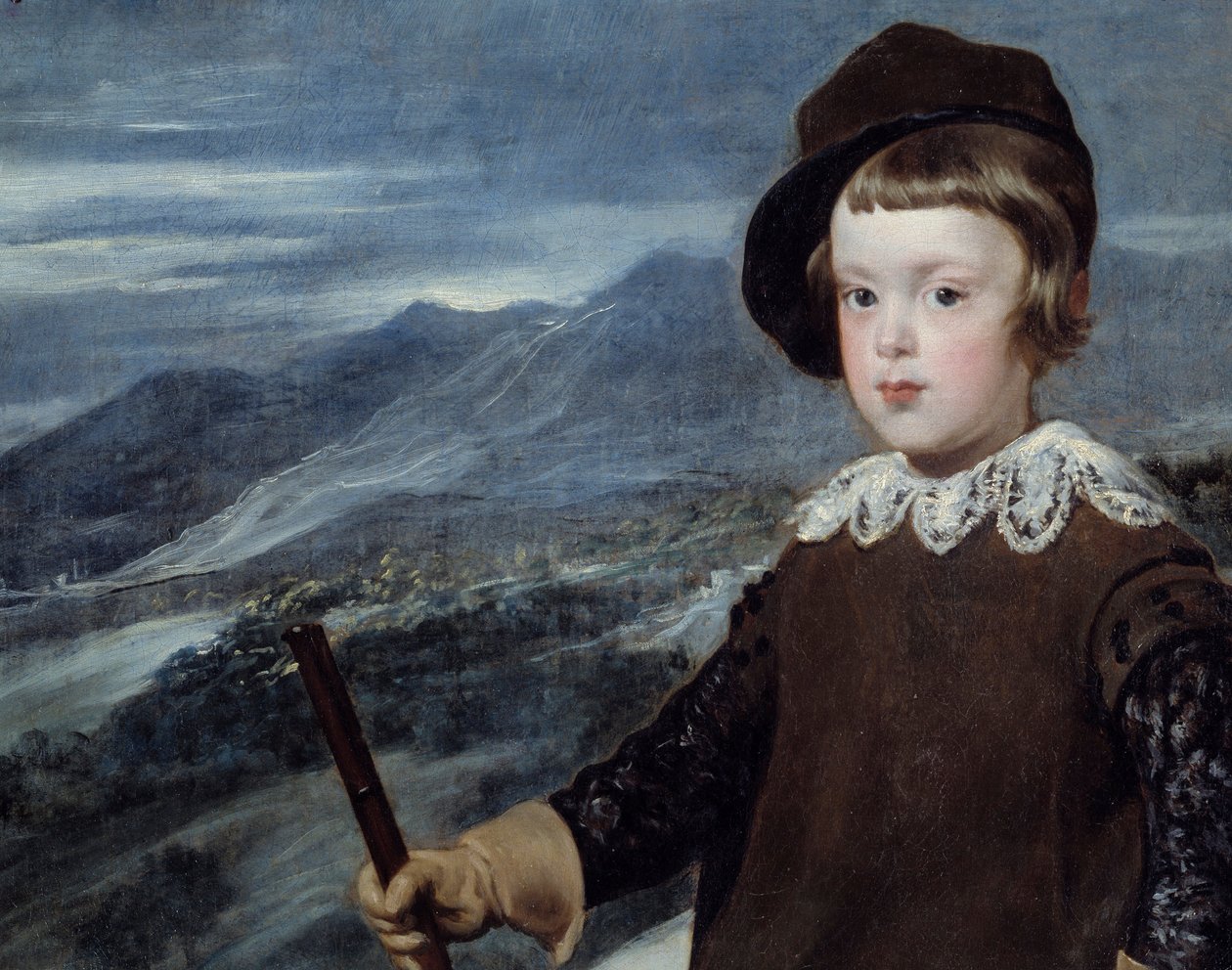 Portrét v loveckém oděvu prince Baltasara Carlose Španělského (1629-1646), syna krále Filipa IV Detail. Obraz Diega Velasqueze (1599-1660) 1635 Ne. 1,91x1,03 m Madrid, muzeum Prado od Diego Velázquez