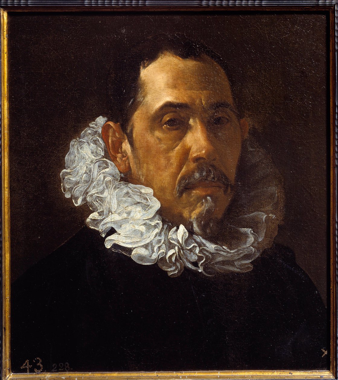 Portrét Francisca Pacheca, španělského malíře (1564-1654). Obraz Diega Rodrigueze de Silva y Velasquez (1599-1660), kolem roku 1620. Olej na plátně. Rozměry: 0,40 X 0,36m. Madrid. Muzeum Prado od Diego Velázquez