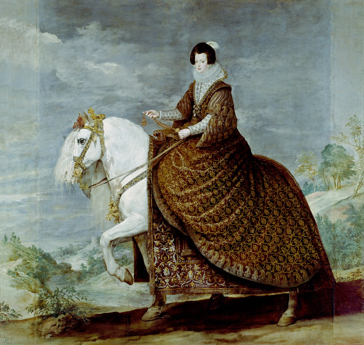 Portrét královny Isabely Bourbonské na koni od Diego Rodriguez de Silva y Velazquez