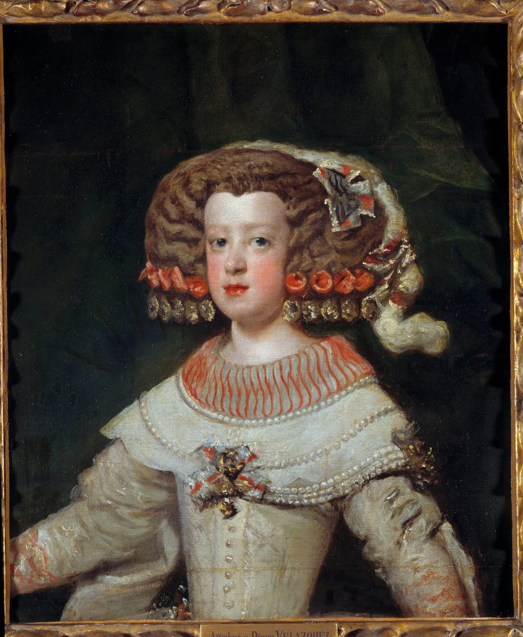 Portrét Infante Marie Terezie (1638-1683) budoucí královny Francie Obraz Diega Velasqueze (1599-1660) 17. století Sun. 0,71x0,6 m - Portrét Infanta Marie Terezie (1638-1683), budoucí francouzské královny. Obraz Diega Velasqueze (1599-166 od Diego Velázquez