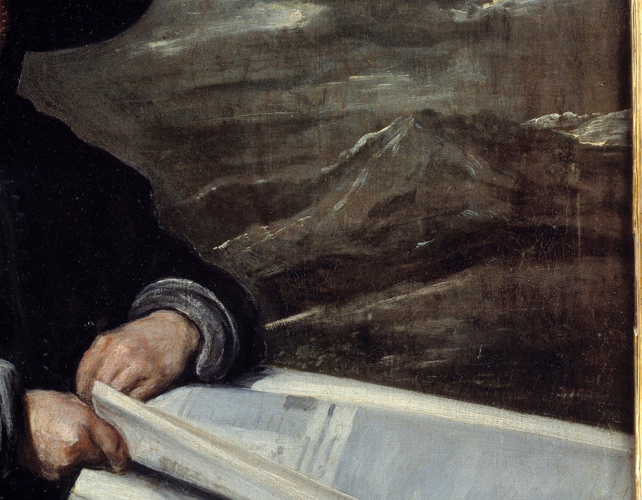 Portrét šaška Diega de Acedo říká bratranec Detail. Obraz Diega Rodrigueze de Silva y Velasquez (1599-1660) od Diego Velázquez
