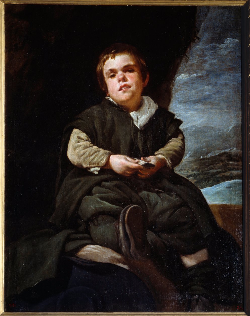 Portrét šaška Francisca Lezcana, řeklo dítě z Vallecasu. Obraz Diega Velasqueze (Velazquez od Diego Velázquez