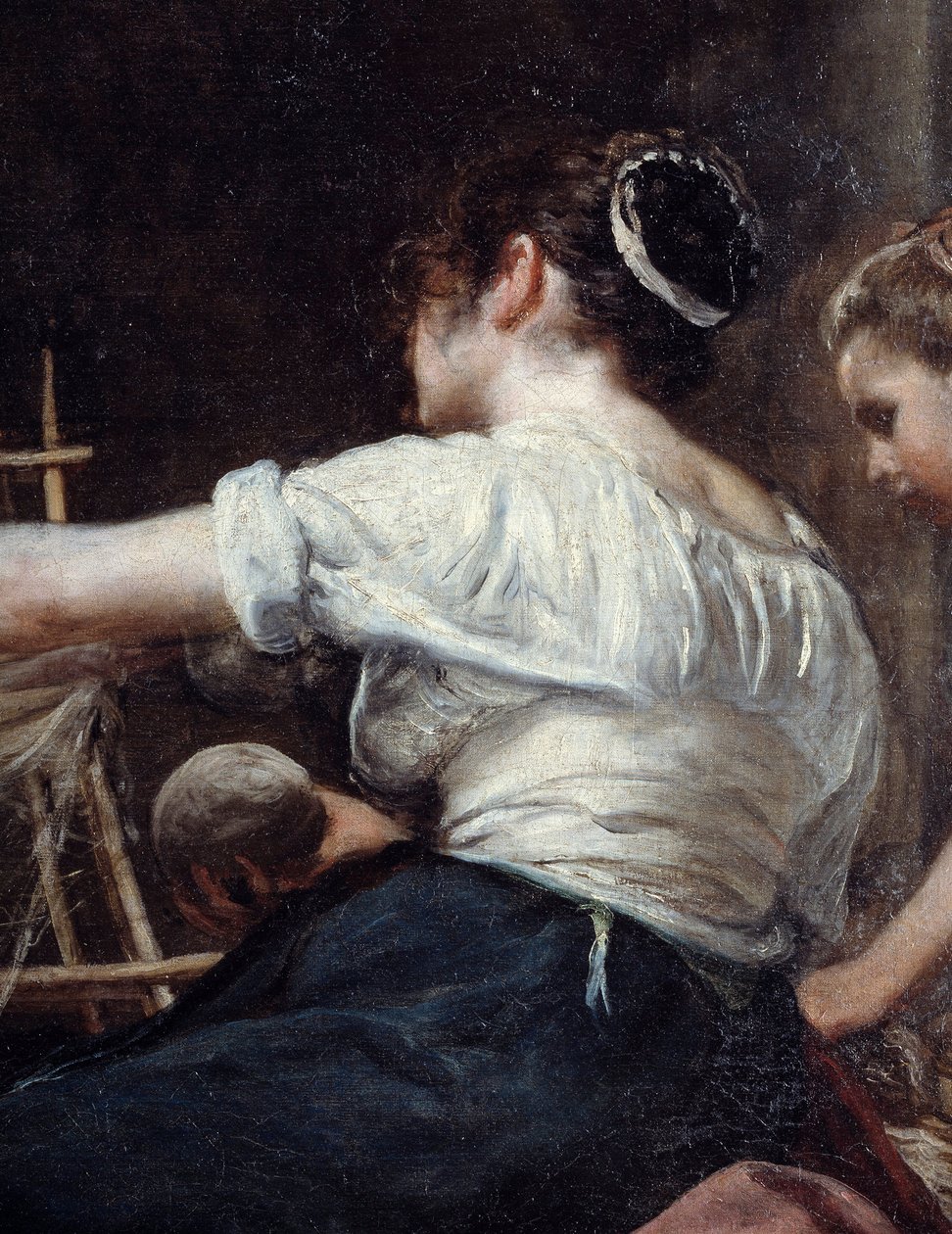 Přadleny aneb bajka o Arachne Detail dělníka. Obraz Diega Rodrigueze de Silva y Velasquez (1599-1660), c. 1653. Slunce 2,2x2,89 m Madrid, Prado Museum od Diego Velázquez