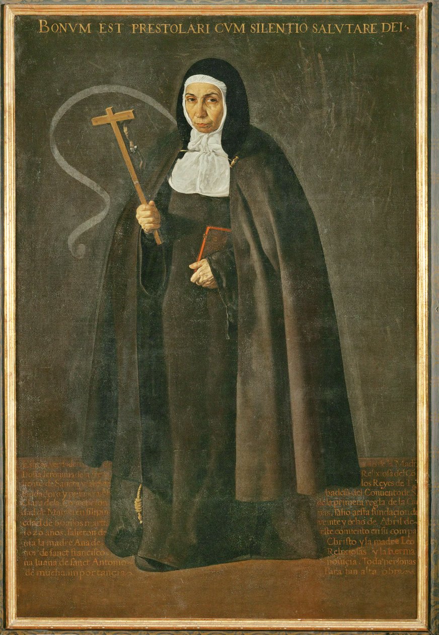 Ctihodná matka Jeronima de la Fuente, jeptiška v klášteře Santa Isabel de los reyes ... (malba na plátně) od Diego Rodriguez de Silva y Velazquez
