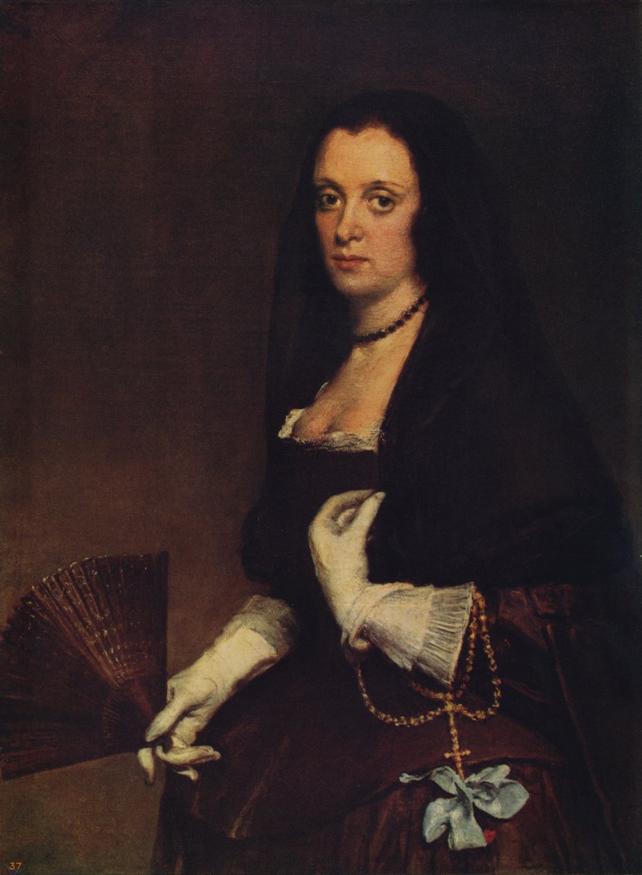 Dáma s ventilátorem, c1638-1639, c1915 od Diego Velázquez