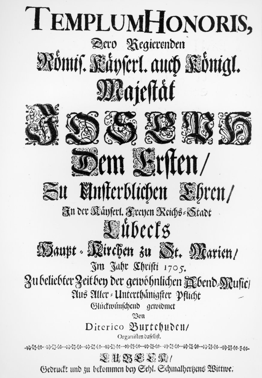 Titulní strana Abendmusik, 1705 (tisk) od Dietrich Buxtehude