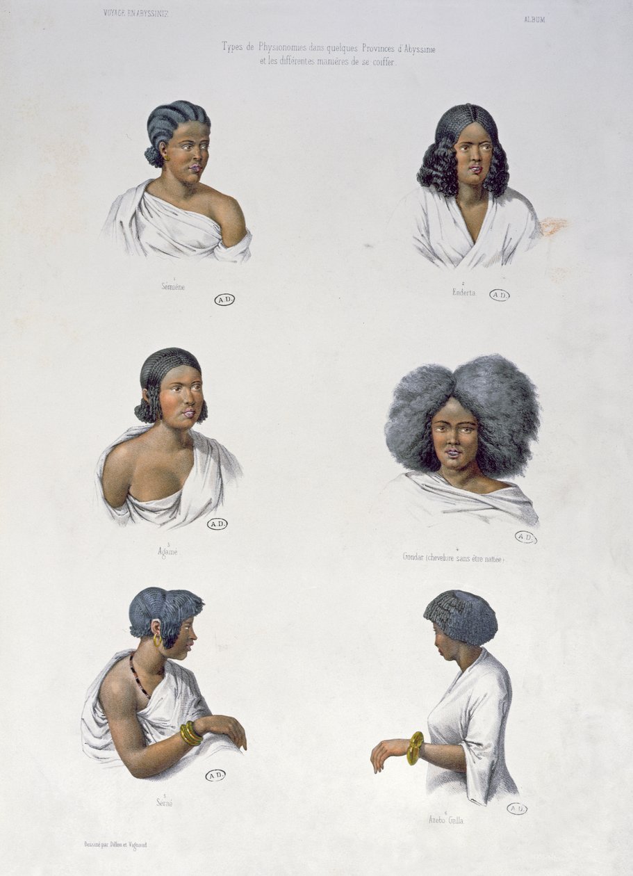 Domorodci Habeše, rytina Aumont, asi 1840 od Dillon and Vignaud