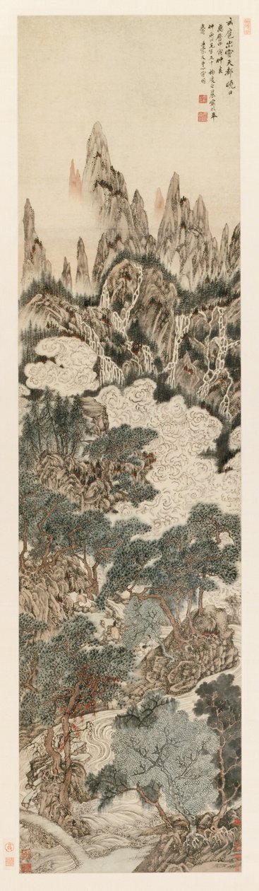 Ranní slunce nad vrcholem nebeské citadely, 1614. od Ding Yunpeng