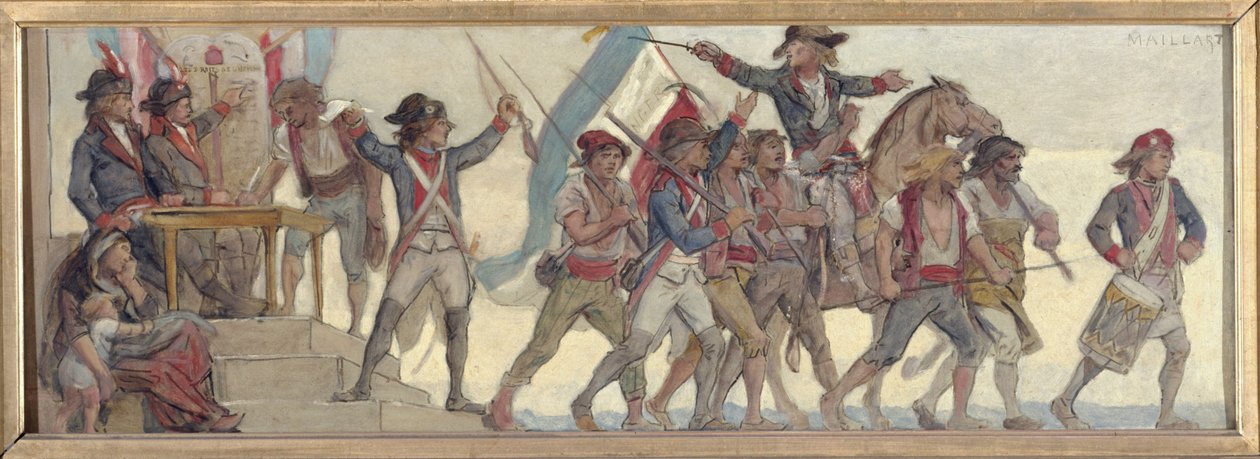Odchod branců, Vlast v ohrožení: náčrt školy v ulici de Château-Landon od Diogene Ulysse Napoleon Maillart