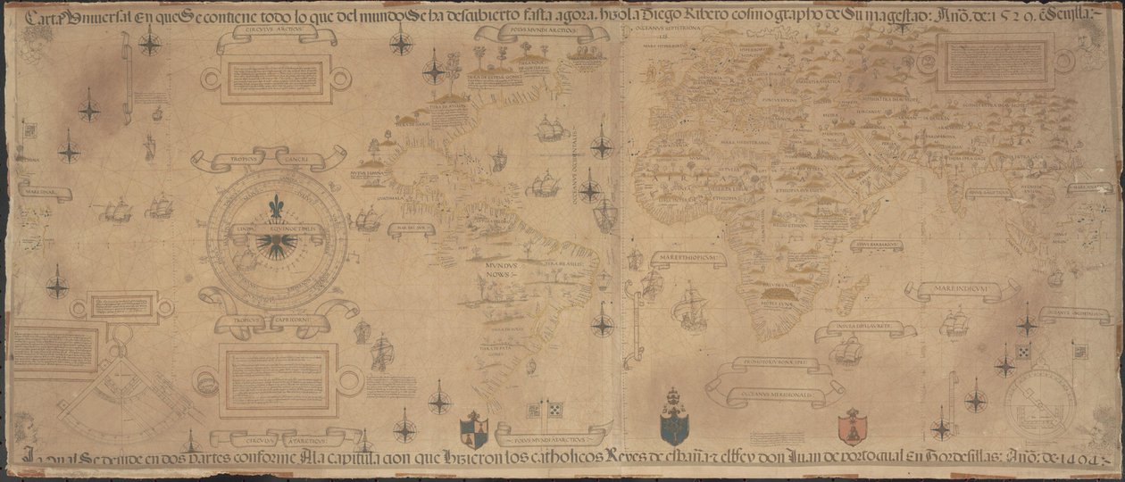 Propaganda mapy světa, 1529 od Diogo Ribeiro
