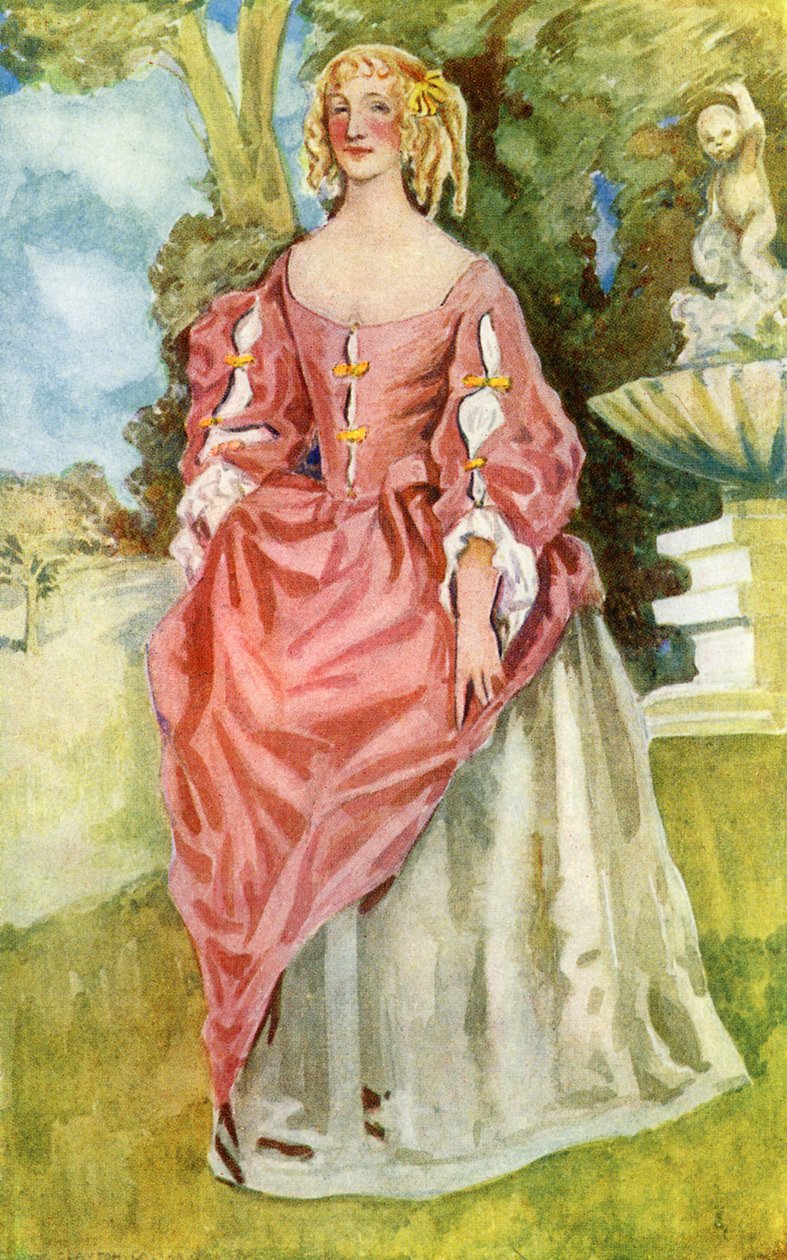 Ženský kostým za vlády Karla II. (1660-1685) od Dion Clayton Calthrop