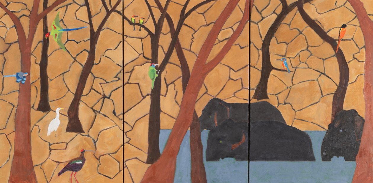 Džungle, Indie, 2020 (olej na plátně) od Dione Verulam