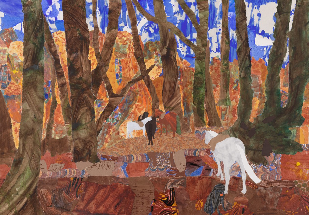 Odpočinek na koni, 2020 (koláž) od Dione Verulam