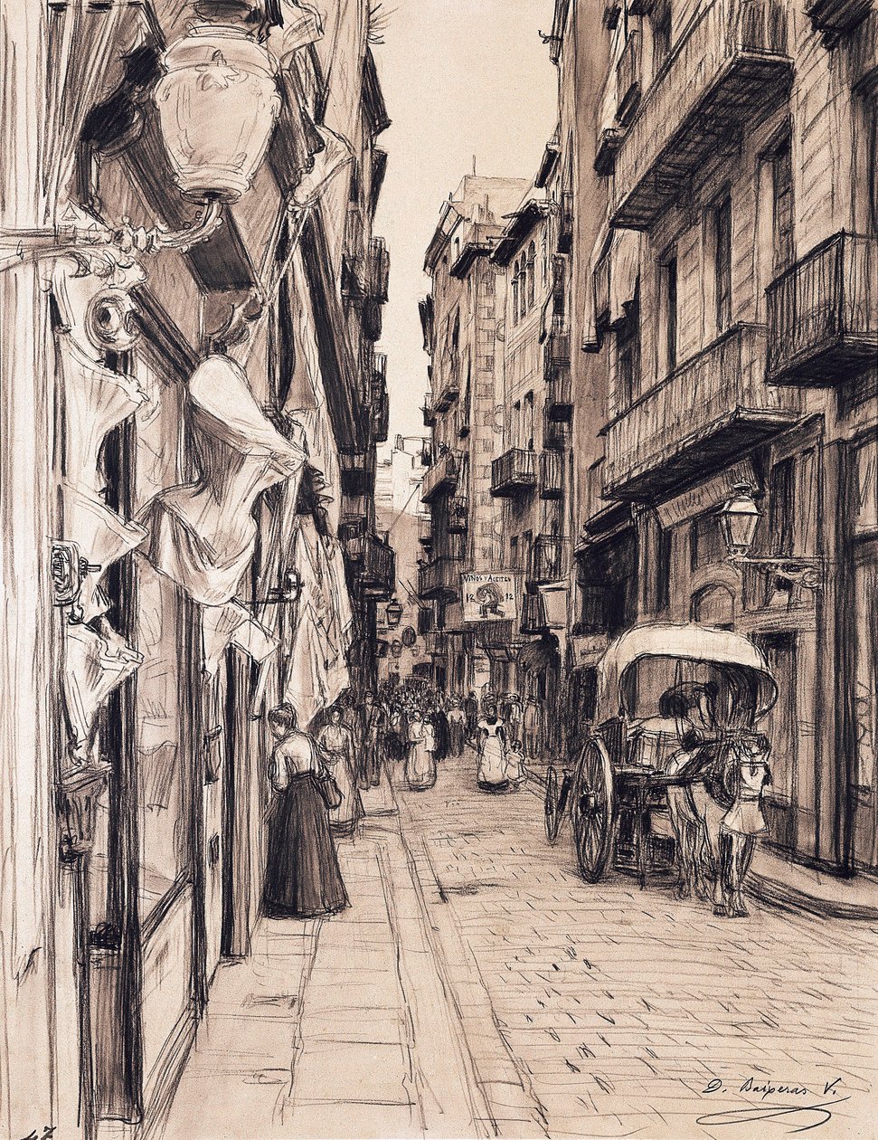 Boira Street směrem k náměstí Llana, Barcelona od Dionisio Baixeras-Verdaguer