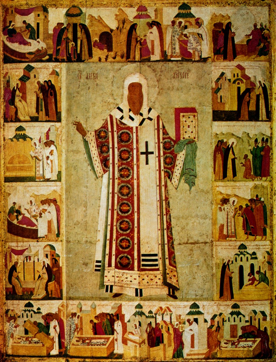 Metropolita Alexius obklopen výjevy ze svého života, Rus, 1480 od Dionisy
