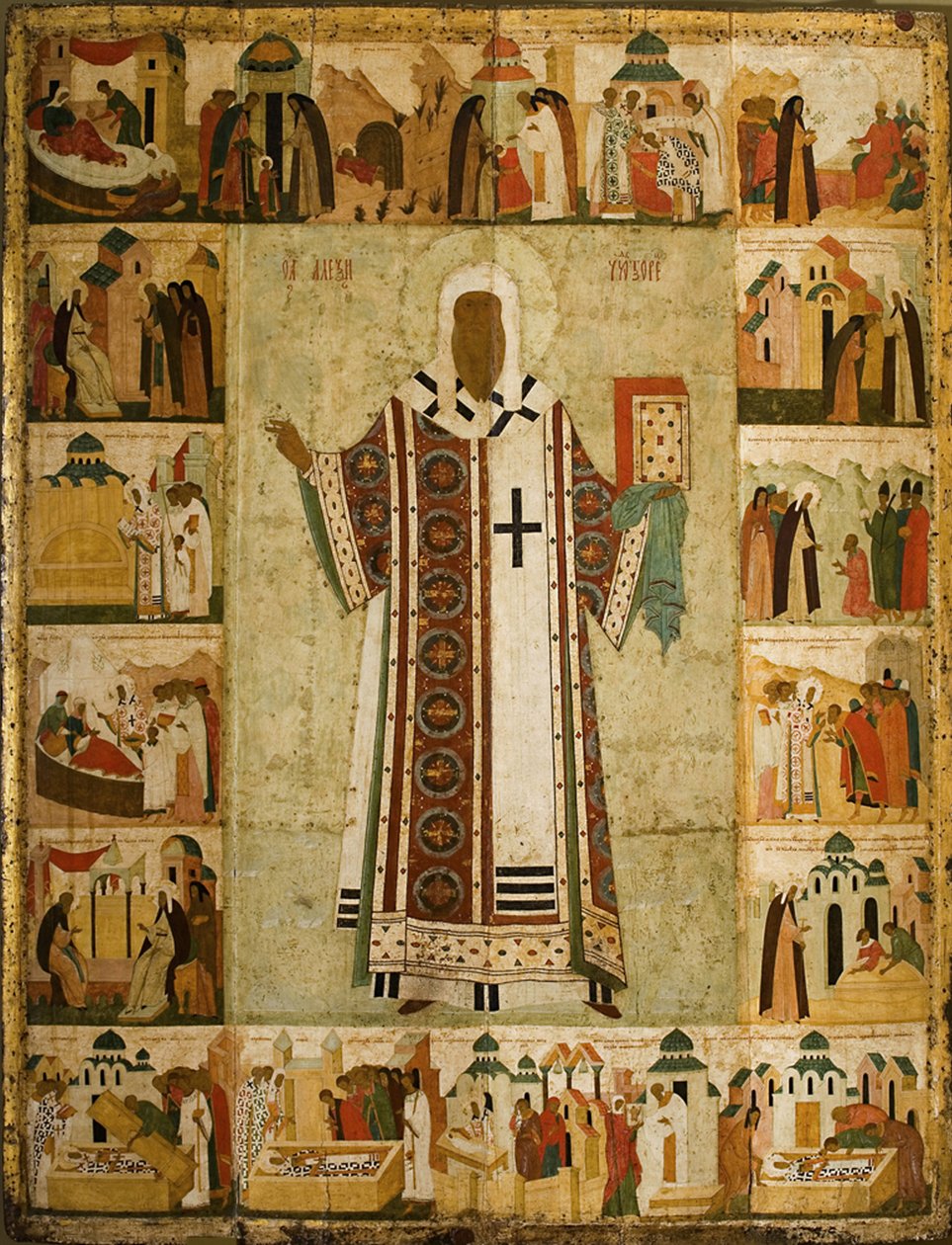 Svatý Alexius (olej a zlato na panelu) od Dionysius