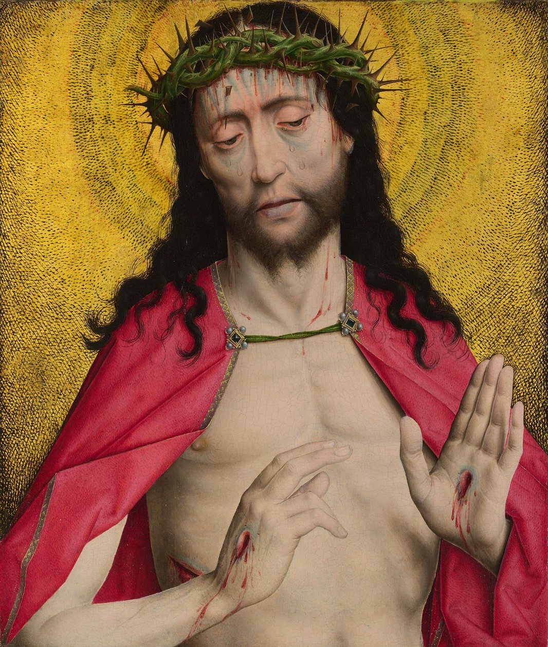 Kristus korunovaný trním, cca 1470 (tempera na dřevě) od Dirck Bouts
