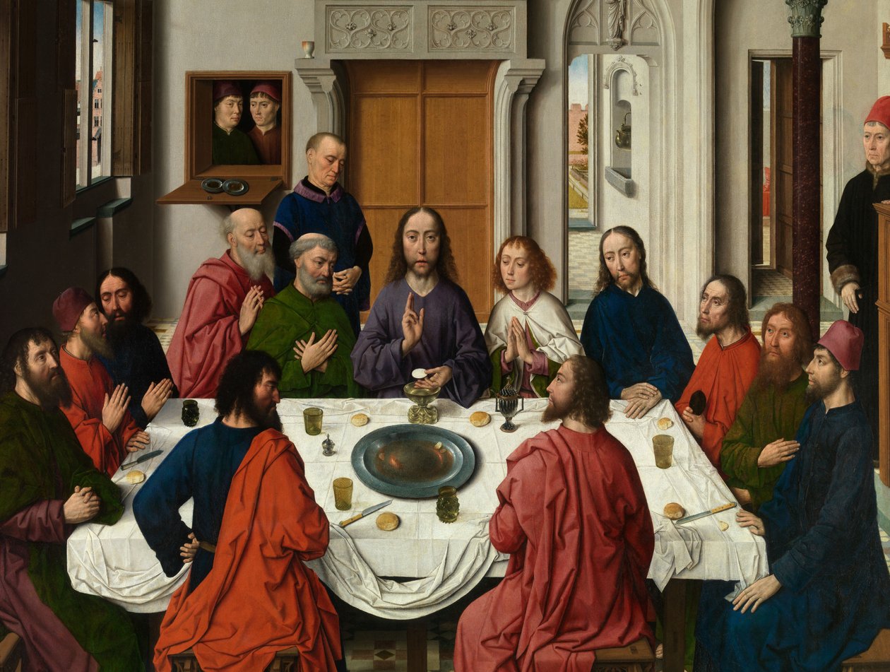 Detail Triptychu Poslední večeře, z oltářního obrazu Nejsvětější svátosti, kolem 1464-68 (olej na desce) od Dirck Bouts