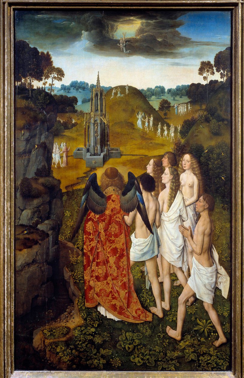 Cesta do nebe aneb Nanebevstoupení vyvoleného Malba na dřevě od Dircka (Dieric, Dirk) Bouts le Vieux (starší) (1410-1475) 1450 ne. 1,15x0,7 m Lille, Muzeum výtvarných umění od Dirck Bouts