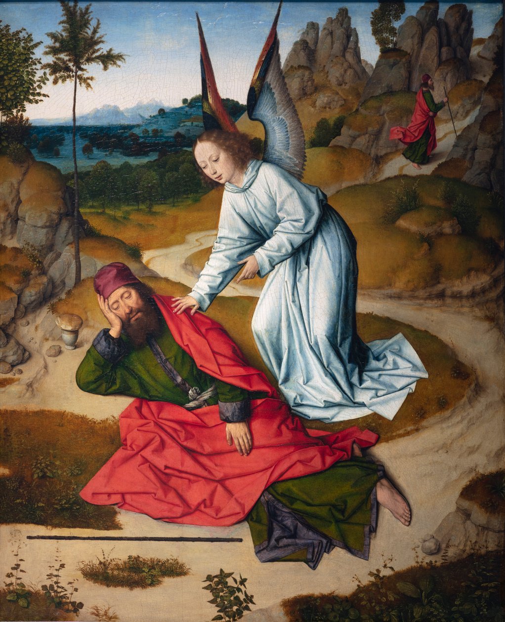 Farní kostel (Parochiekerk Sint-Pieter). Malování. Poslední večeře. Dirk Bouts. 1464-1468. Detail. Pravý panel. od Dirck Bouts