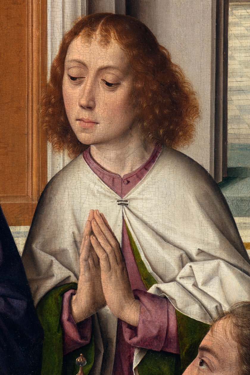 Farní kostel (Saint Peter Parish Church). malování. Poslední večeře. Dirk Bouts. 1464-1468. Detail. Centrální panel. od Dirck Bouts
