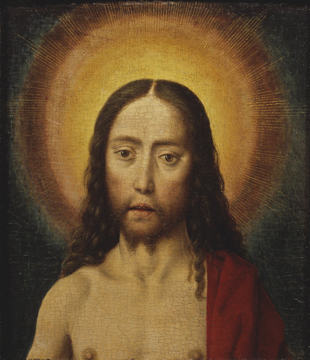 Tete du Christ - Hlava Krista, Bouts, Dirk (1410/20-1475). Olej na dřevě. Rozměr: 22,5 x 19 cm. Národní muzeum Stockholm od Dirck Bouts