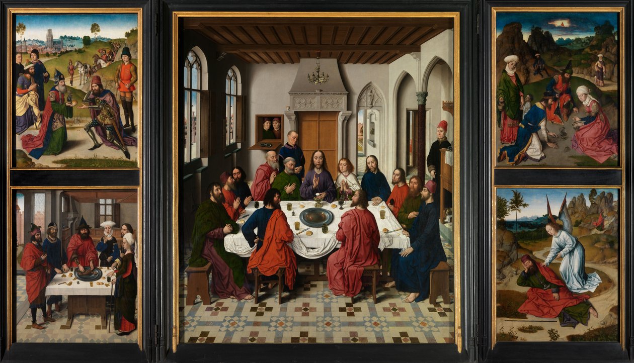 Oltářní obraz Nejsvětější svátosti, kolem 1464-68 (olej na desce) od Dirck Bouts