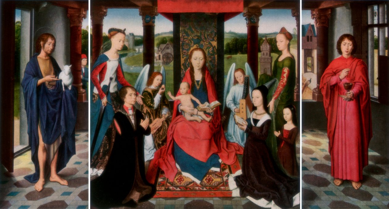 Panna a dítě se svatými a dárci Triptych Donne, c1478 1927 od Dirck Bouts